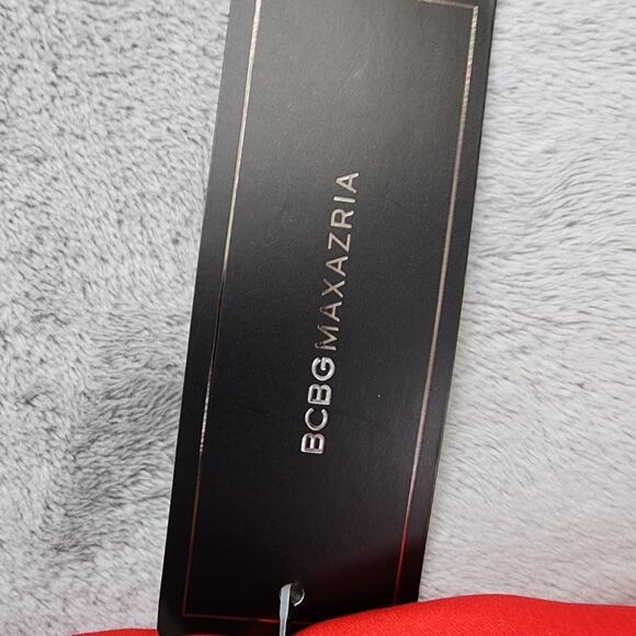 NEW BCBGMAXAZARIA Dress Womens M Red Berry Malia Strapless Ruffle Elastic Waist - Picture 4 of 12